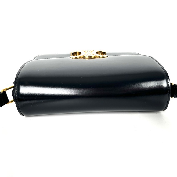 Authentic Celine Triomphe Teen Shiny Calfskin Shoulder Crossbody Flap Bag - Picture 6 of 15